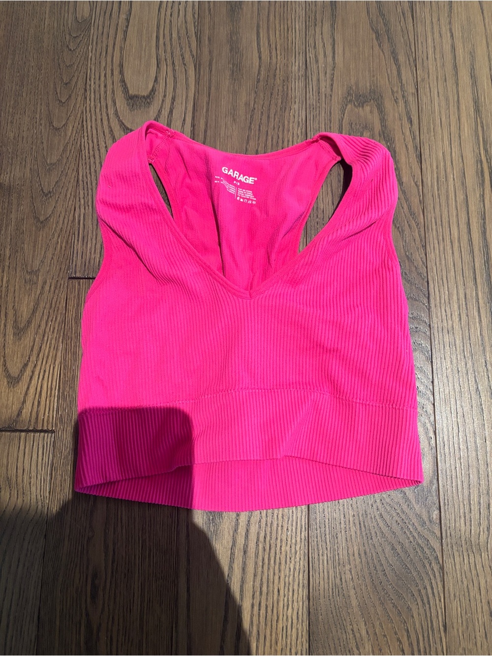 Garage Hot Pink Ribbed Racerback Bralette Tank